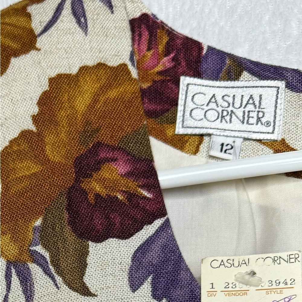Vintage Deadstock Linen Blend Floral Midi Dress Grandma Cottage Forest Fairy - Picture 12 of 12